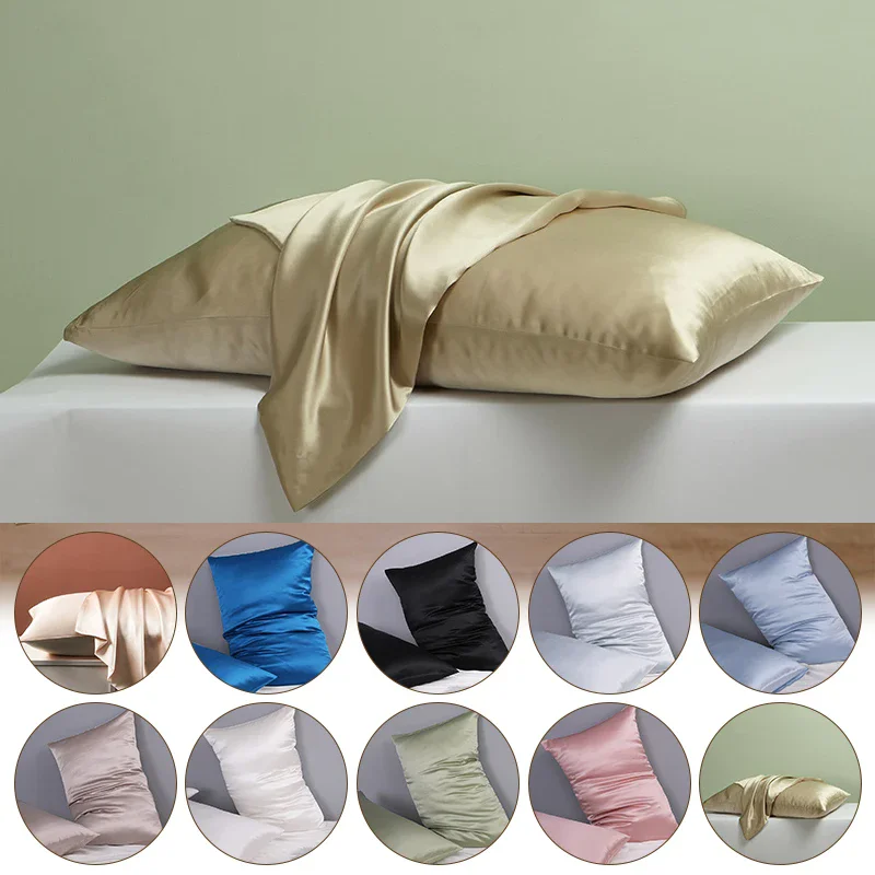 

1Pcs Zipper 100% Pure Real Natural Mulberry Silk Pillowcase Comfortable and Breathable Solid Color Home Sleeping Pillow Cover