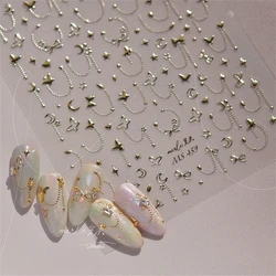 1pcs 5D Japanese Korean Star Chain Nail Stickers Luxury Gold Silver Self Adhesive Slider Nail Art Decoration Decals Supplies DIY