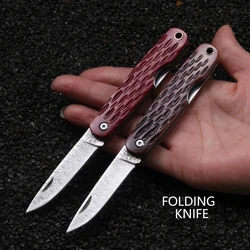 Outdoor folding knife Damascus steel steel rosewood handle folding portable knife portable folding knife