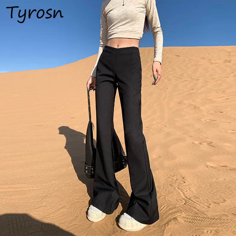 Pants Women American Style Black Simple Trendy Streetwear High Waist Baggy Trousers Minimalist Vitality Temperament All-match