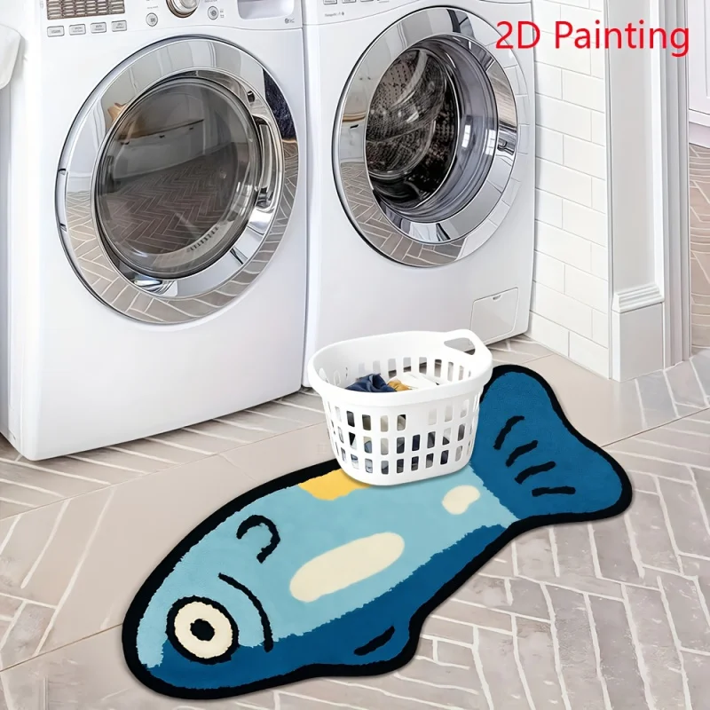 VIKAMA Simple Fish shaped Bathroom Carpet Bathroom Shower Ro