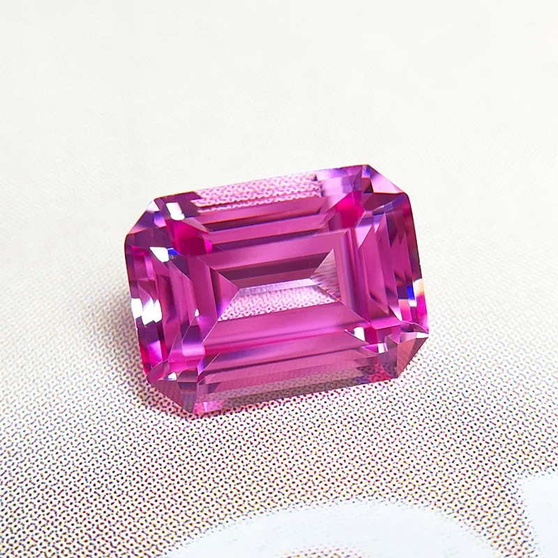 Lab Grown Sapphire Emerald Cut Pink Color Charms Beads VVS1 Selectable AGL Certificate for DIY Jewelry Making Bracelet Materials