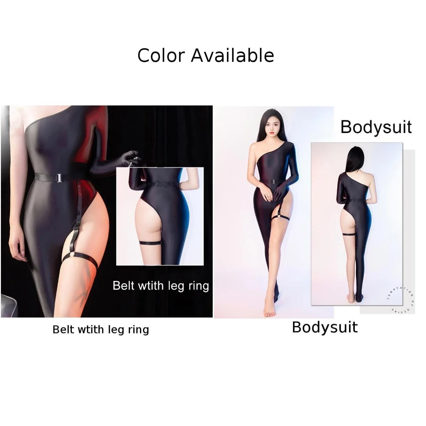 Sexy Lingerie Pajamas Female Jumpsuit Leg Ring Queen Game Oily Shiny Silky Tight Womens Costumes Night Club Female Erotic Bodyco