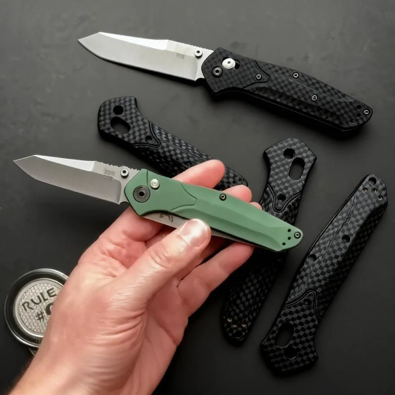 CNC All 3K Carbon Fiber Material Knife Handle Patches Scales for Genuine Benchmade Osborne 940 Knives Grip DIY Make Accessories