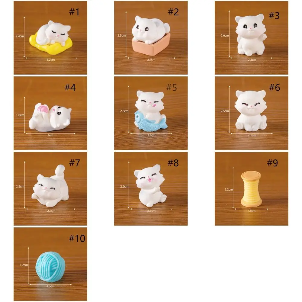 Kids Gift Cute Mini Cat Figurines DIY Cartoon Cat Statue Resin Crafts Kitten Figurines Miniature Micro Landscape Ornaments