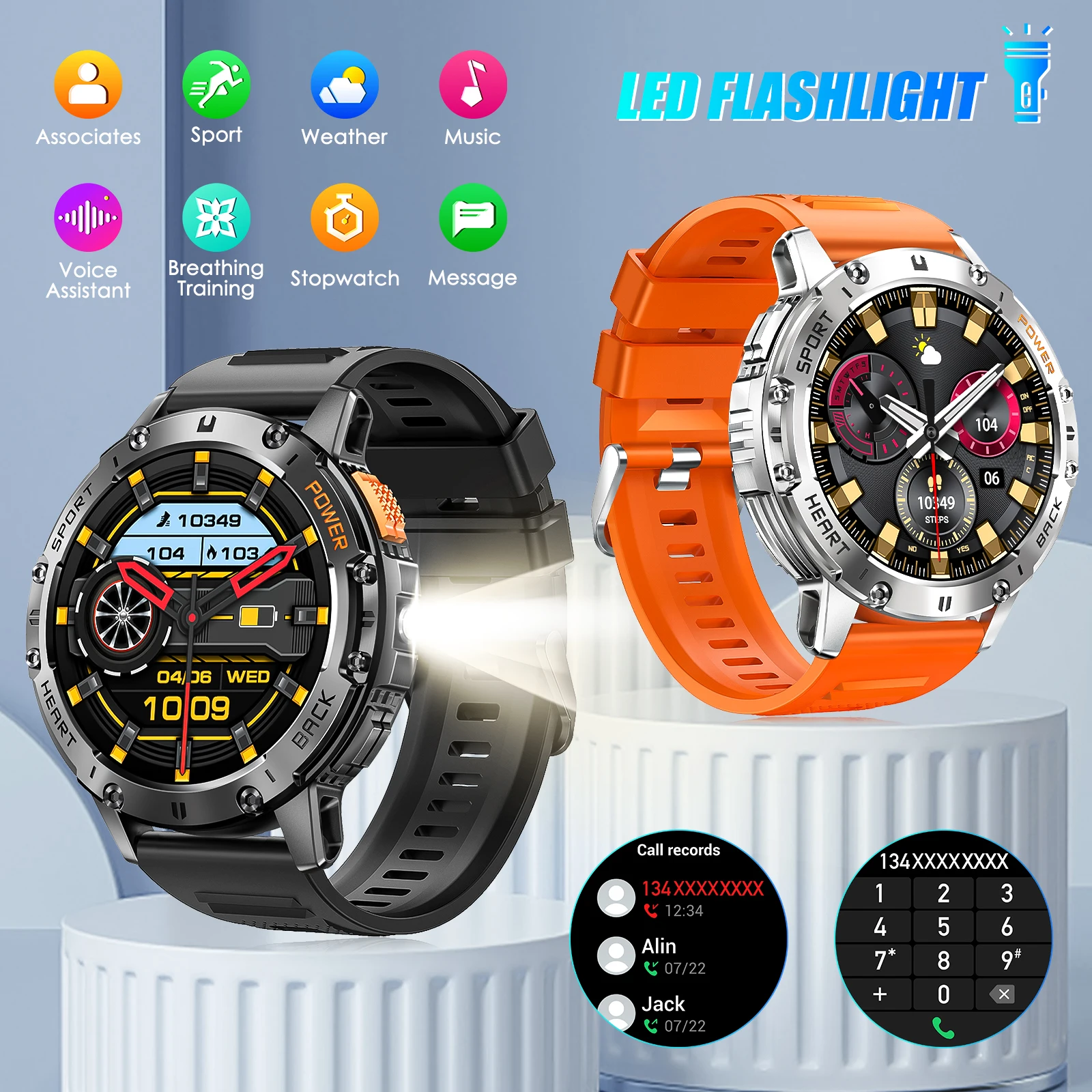 LaNikar New Rugged Smart Watch For Men With Wireless Calling/Receiving BLE5.1Built-in Activity Fitness Tracker For 100+ Sports