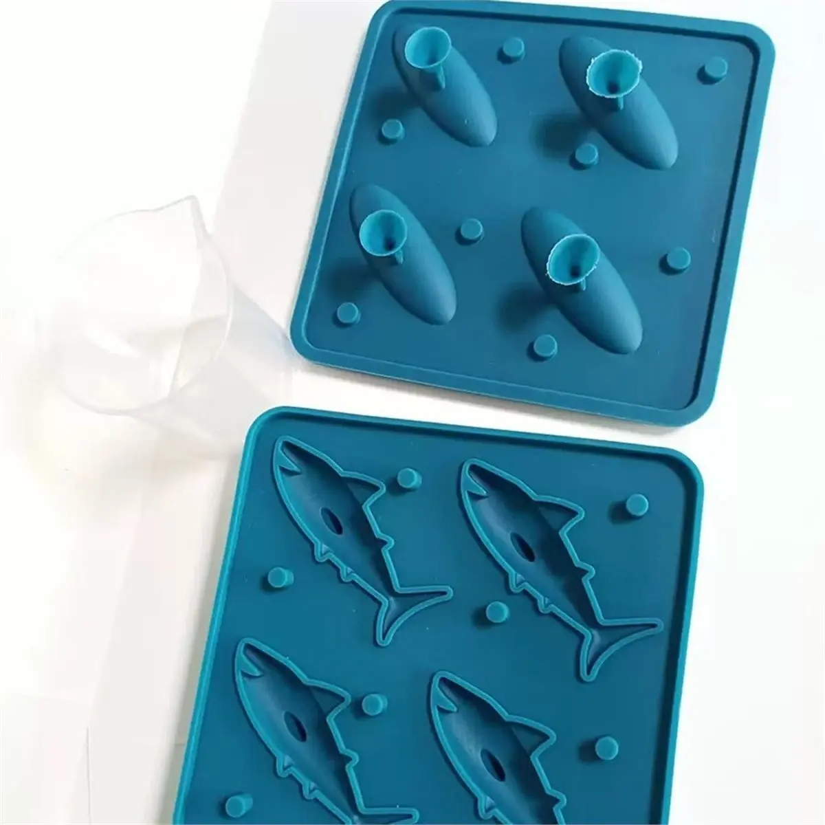 Molde de hielo, bandeja de silicona con forma de Sasquatch de 4 cavidades para fiesta de whisky, bebidas de fiesta de animales (azul)