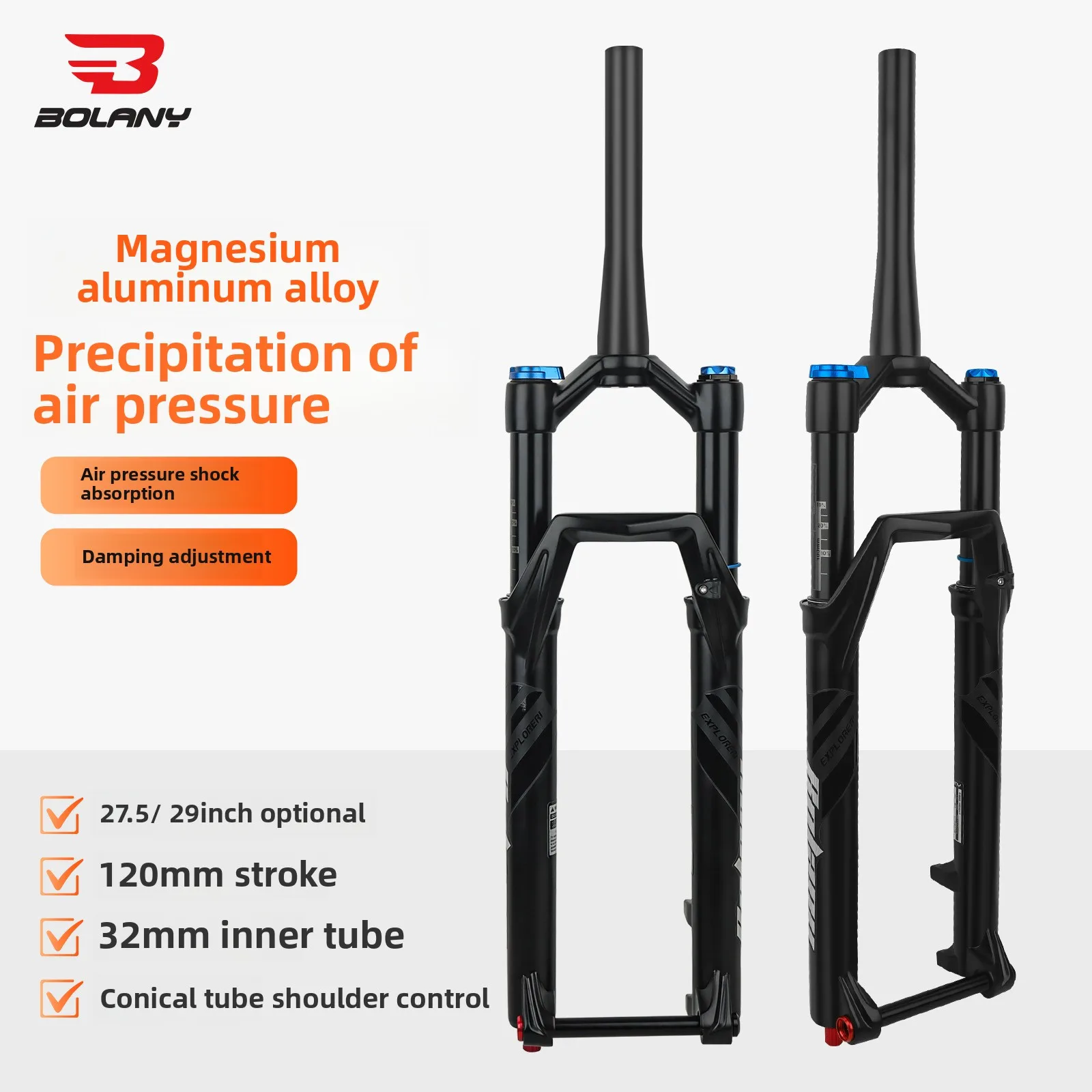 

Mountain bike air pressure shoulder control lock front fork with damping rebound adjustment shock suspension air fork
