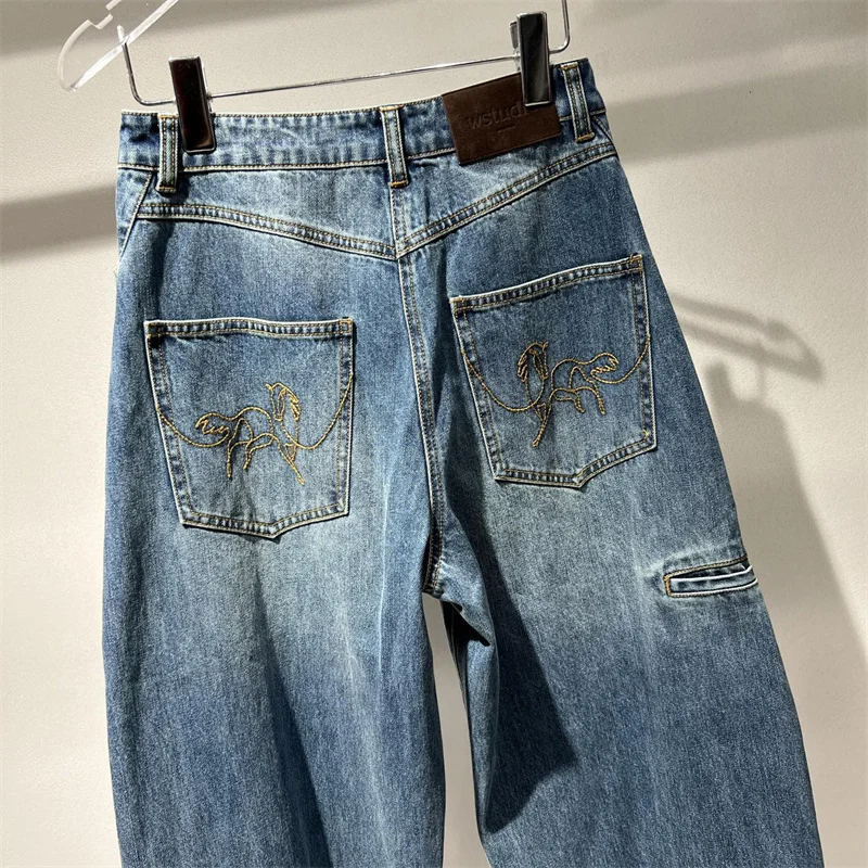 กางเกงยีนส์ผู้หญิง 2026 ฤดูใบไม้ผลิ รุ่นใหม่ เอวต่ำ ทรงเข้ารูป ขาตรง สไตล์เรโทร ผ้าฝ้ายแท้ ทรงขากว้าง กางเกงผู้หญิง กางเกงยีนส์
