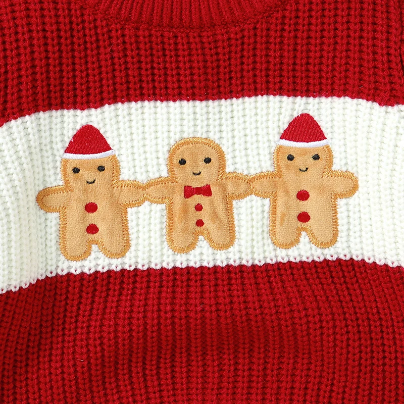 Christmas Baby Rompers Knit Newborn Boys Jumpsuit Long Sleeve Infant Girl Clothes Cartoon Santa Claus Gingerbread Man 0-18M Tops