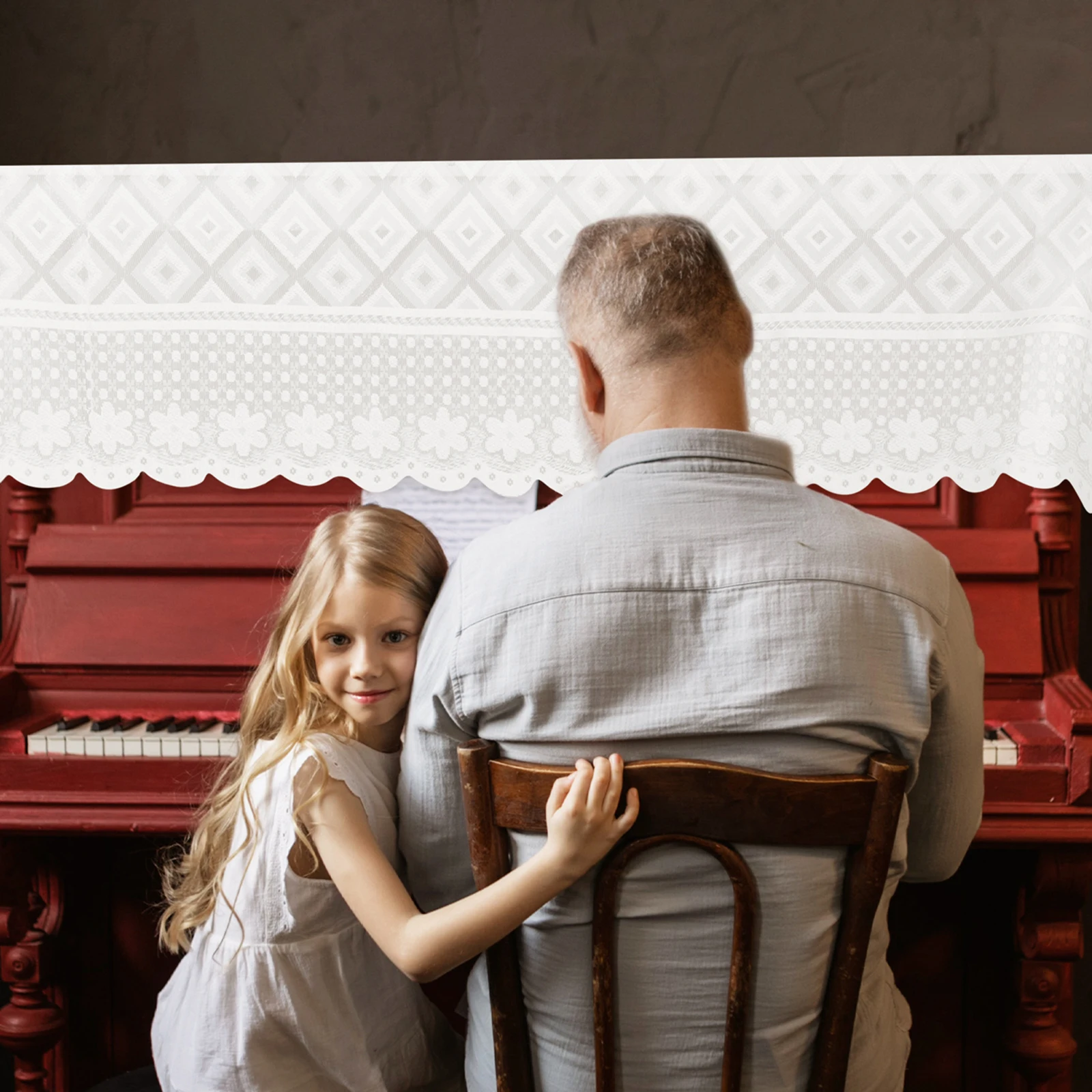 

Lace Piano Cover Soft Material Modern Style for Upright Electric Piano Dustproof Protective Cover Keyboard Protector