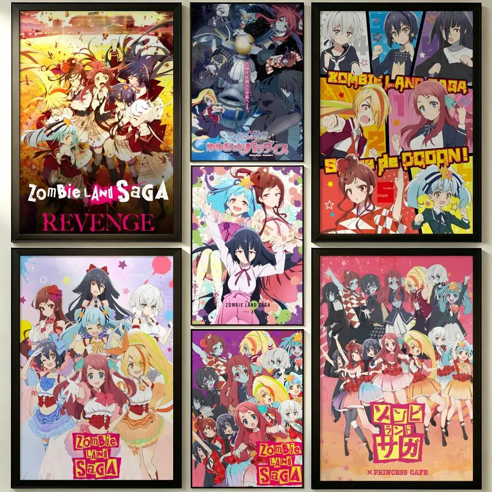 anime Zombie Land Saga Poster Wall Sticker Poster Decal PP Material Self-Adhesive Waterproof for Living Room Home Wall Decor