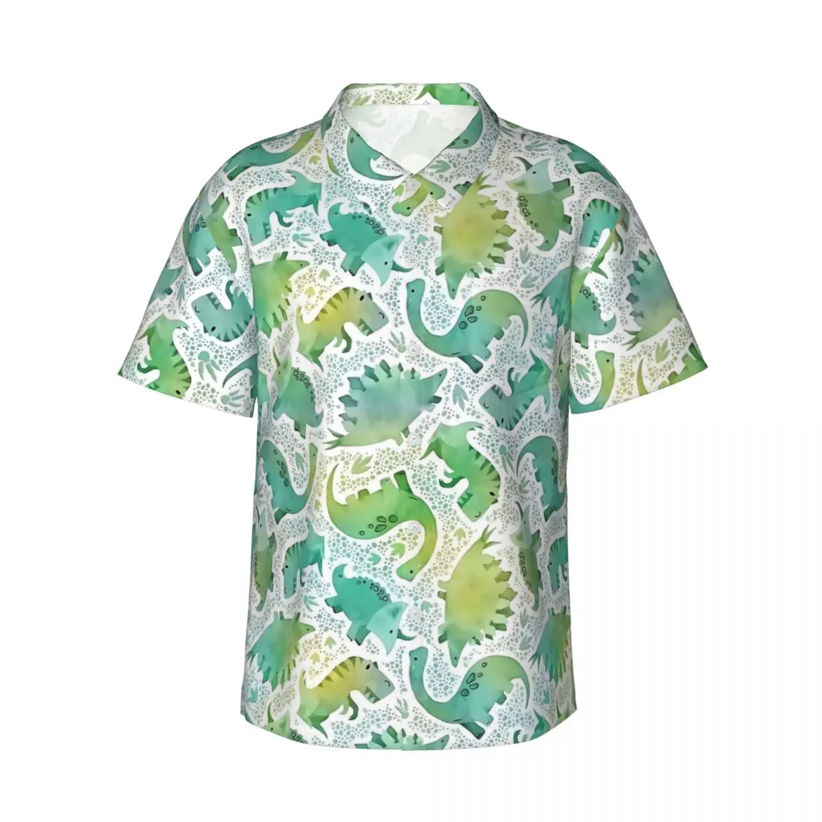 

Пляжная рубашка с акварельными динозаврами, мужские повседневные рубашки с животным принтом, летние свободные блузки большого размера с короткими рукавами и графикой, подарок