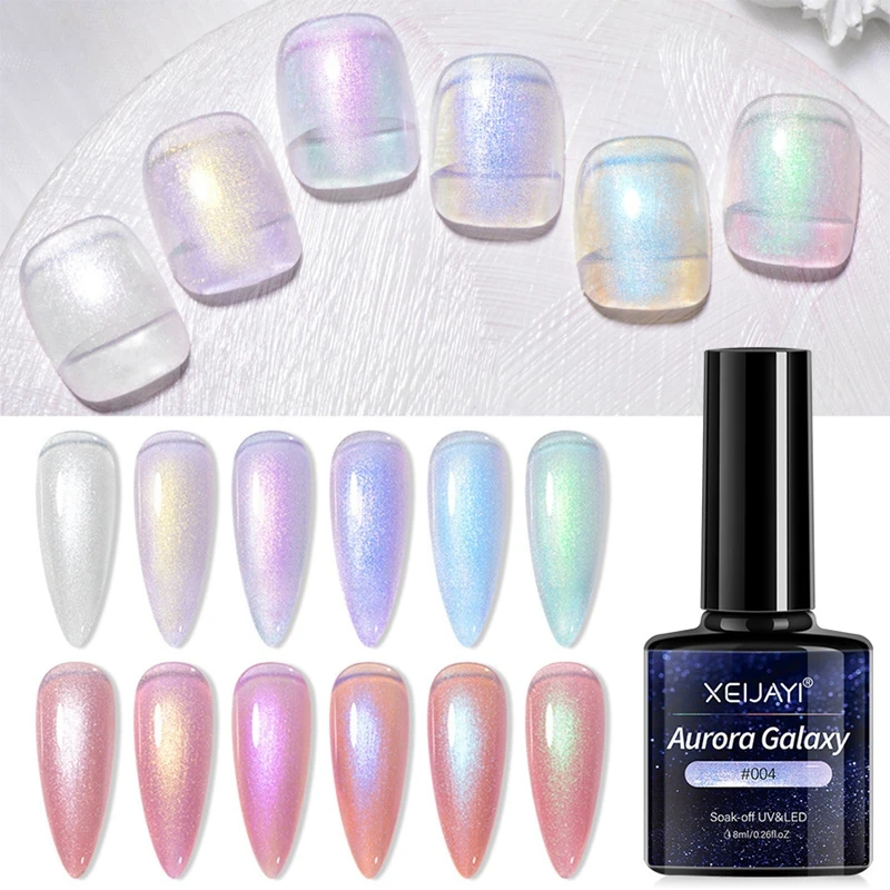 8Ml Aurora Galaxy Top Coat Sparking Gel Nagellak Semi-Permanent Doorweekt Uv-Gel Functie Top Coat Voor Nail Art Manicure