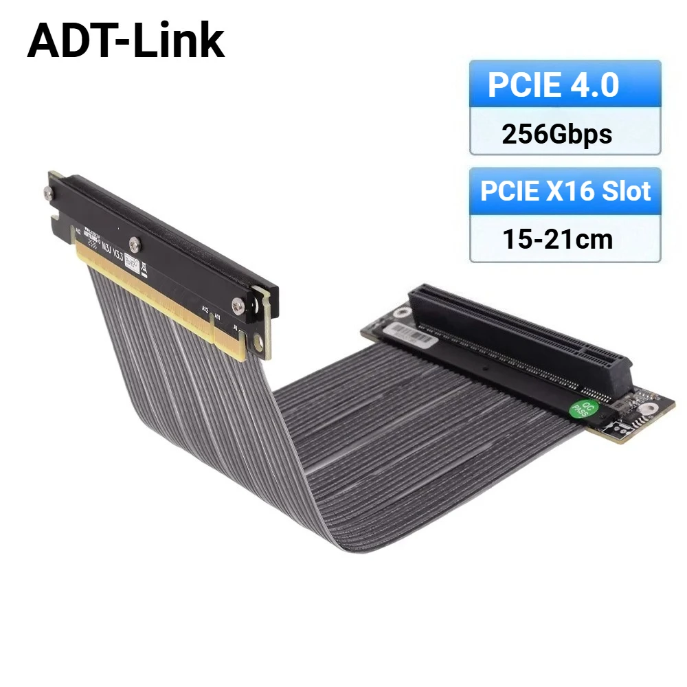 ADT-Link 2025 New Single Reverse Riser Cable PCIe 4.0 x16 Soft GPU Extension Cable GEN4 16X For A4 ITX-PC Case RTX 4090 RX7900xt