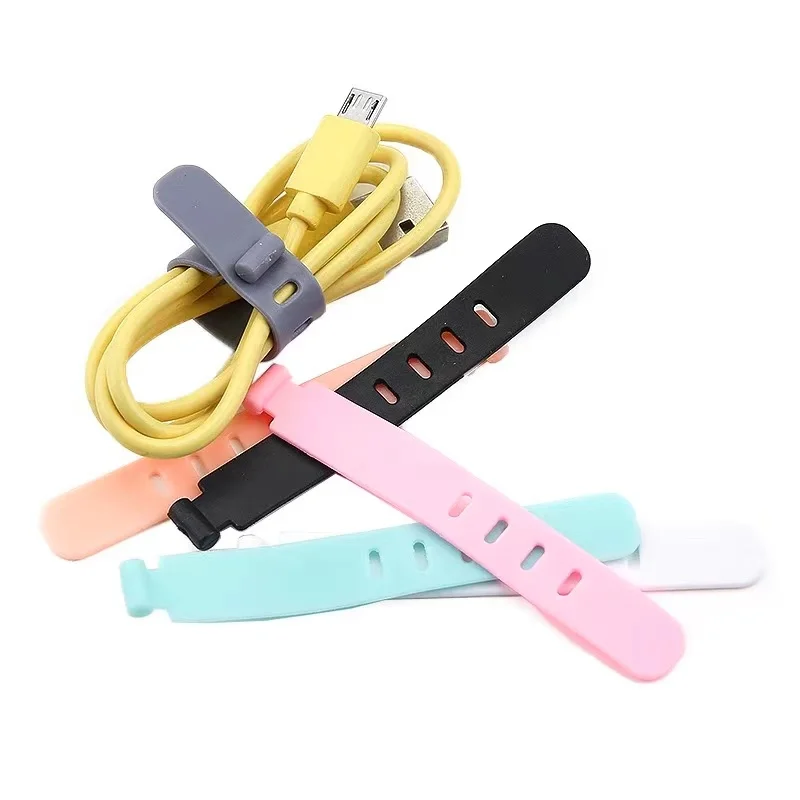 20Pcs Portable Reusable Silicone Ties Strap Cable Winder Organizer Desktop USB Charging Cable Earphone Wire Ties Management Clip