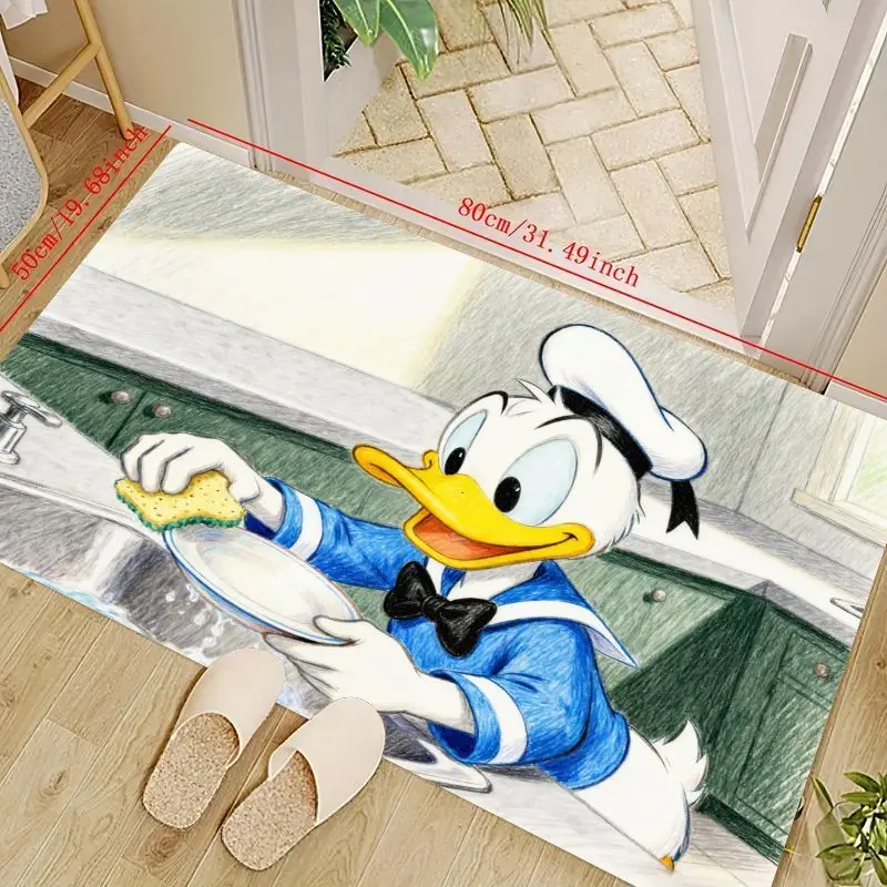 

1 шт., забавный коврик для мытья посуды с изображением Дональда Дака, кухонный напольный коврик с героями мультфильмов, противоскользящий впитывающий коврик для бегунов, 50x80 см (19,68x31,49 дюйма), мягкий D