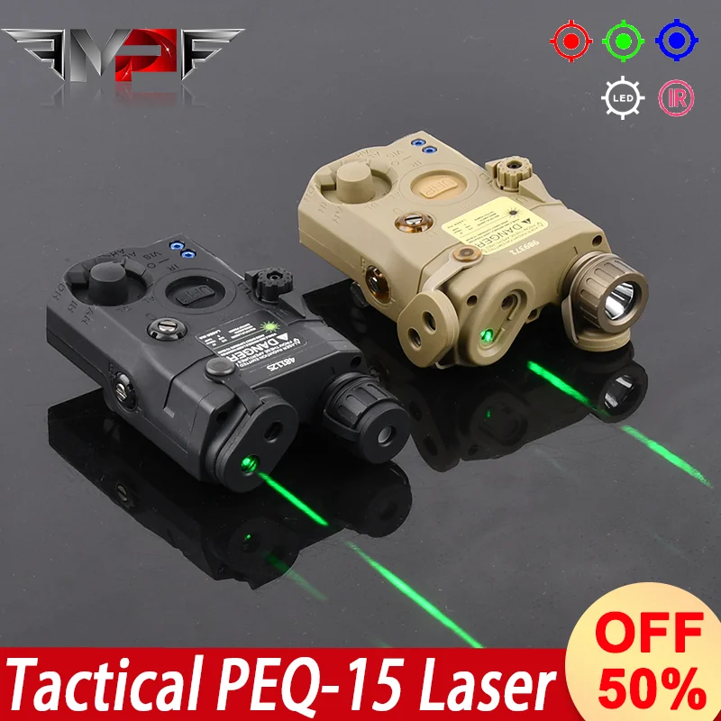 

WADSN Tactical Airsoft PEQ-15 LA-5B UHP Red Green Blue Dot IR Laser Airsoft Indicator Sight White LED Light Fit 20mm Rail