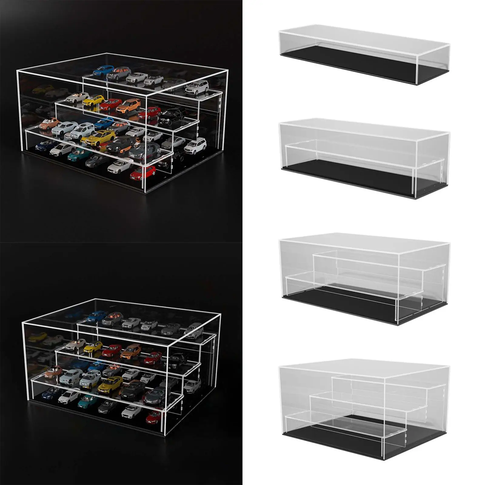 

1/64 Scale Model Car Display Case Toy Car Display Box Multipurpose Acrylic Protective Showcase for Figures Collectibles Toys