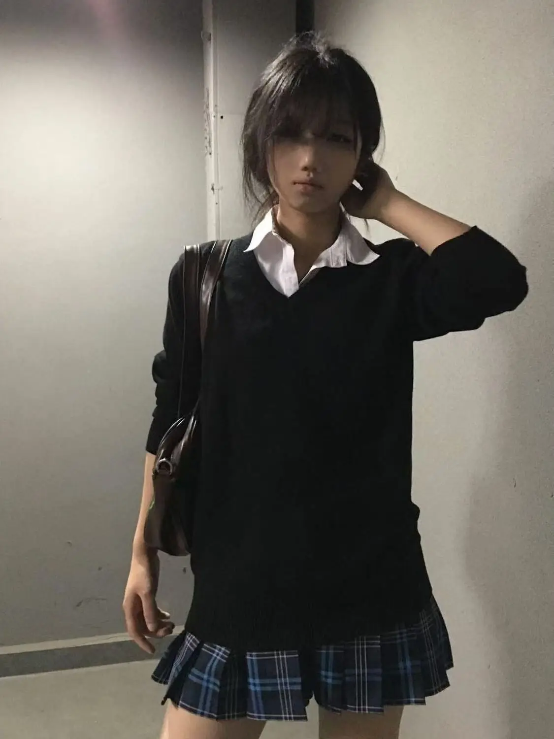 

Свободный вязаный свитер Bla Long Sve V-Ne, женская верхняя одежда для колледжа, осенне-зимний многослойный топ JK orm