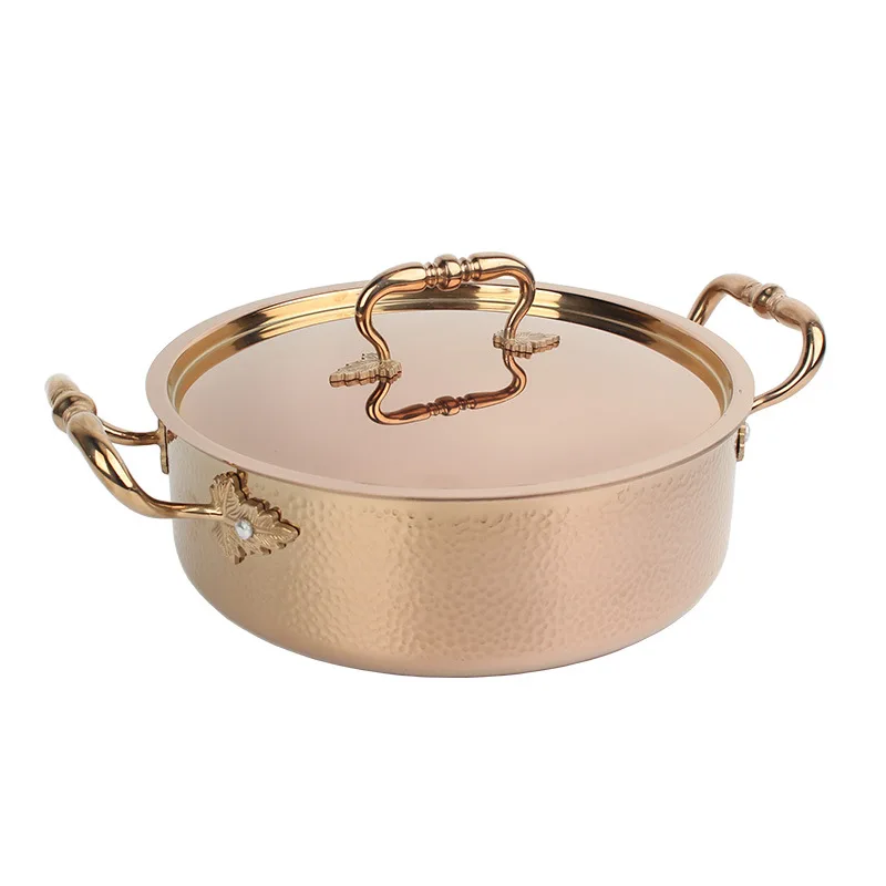 18/8 Double flavor pot Commercial gold imitation copper pot Universal soup pot for induction cooker Stainless steel hot hotpot