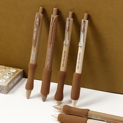 4pcs Cute Brown High Value Soft Sponge Gel Ink Pens, 0.5mm Tip, Suitable for Gifts and School Office Supplies