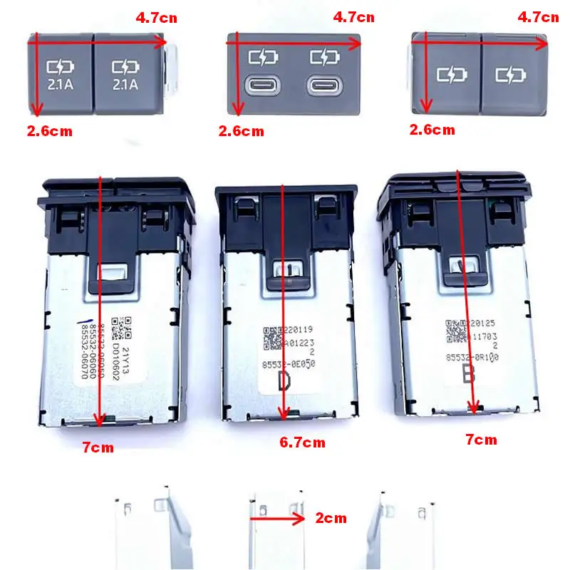 Car USB Type-C Quick Charger For Toyota Sienna Camry Highlander Corolla RAV4 Land Cruiser 70 Prado 2018-2022 wire socket 1pc