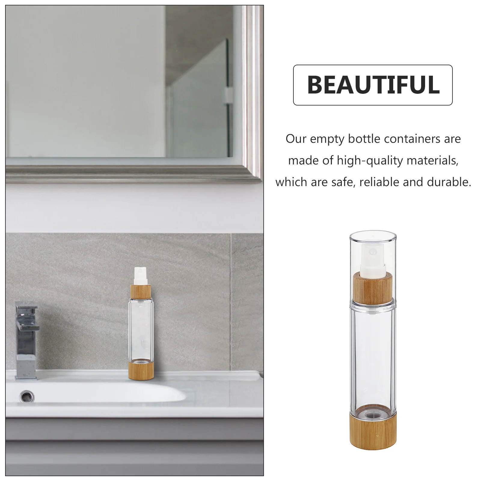 Clear Bamboo Spray Bottle Cleaning Sprayer Handwashing Fluid Glass Dividing Travel