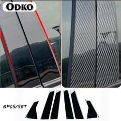 6pcs Glossy Black Door Side Window Pillar Posts Cover Trim Decal Fit For Honda Civic Sedan 2016-2021 2020 2019 2018 Car Sticker