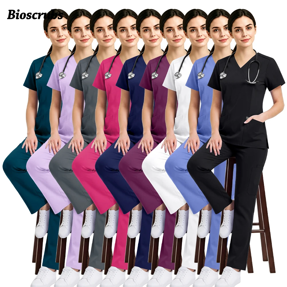 Women Beauty Workwear Medical Nursing Accessories Hospital Scrub Set Slim Fit Clinical Work Clothes Operating Room Surgical Suit