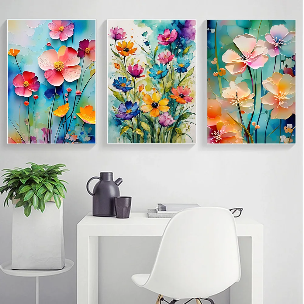 DIY Diamond Painting Watercolor Flower Oil Plant 5D Full Drills Mosaic Embroidery Cross Stitch Poster Wall Decor Mural