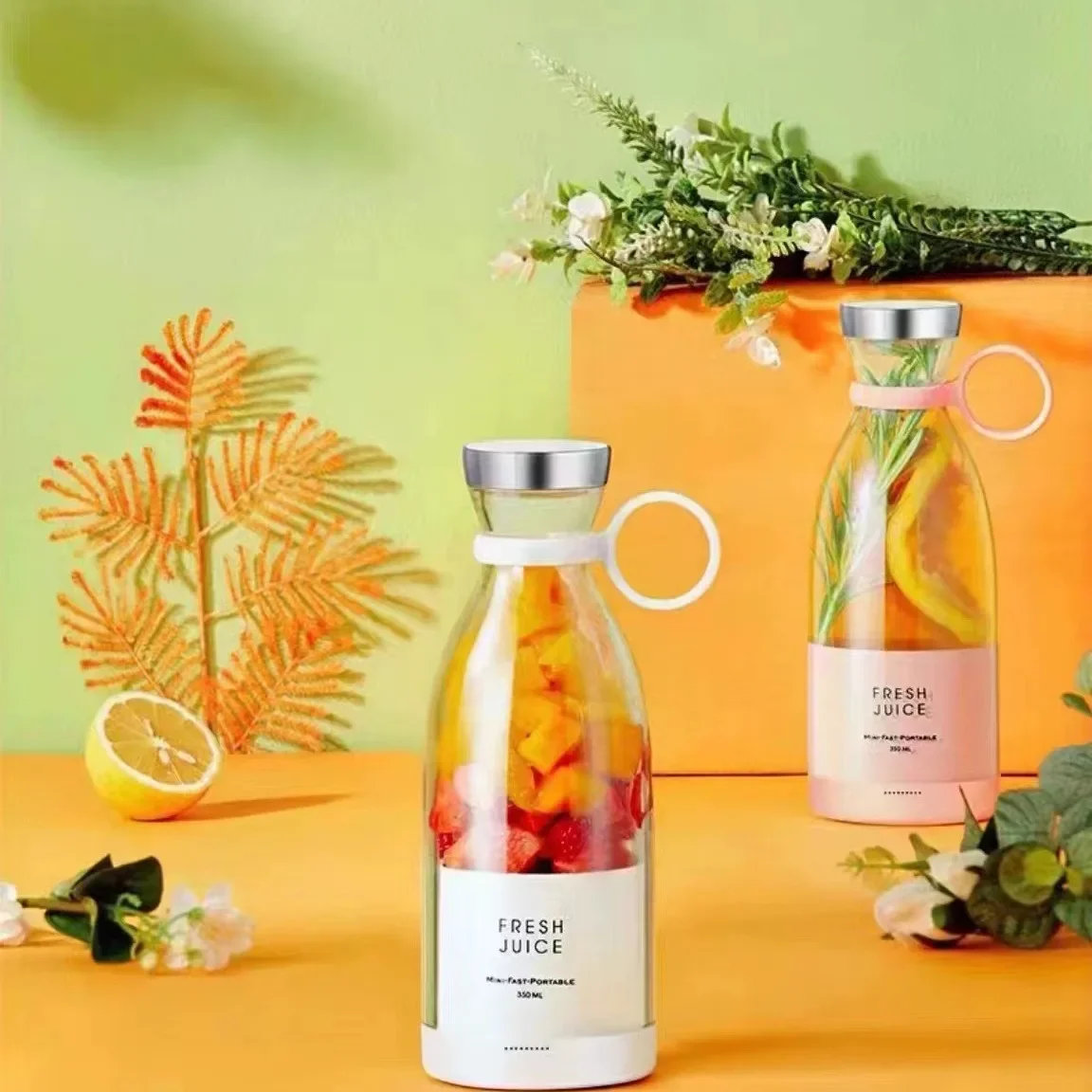 USB wireless charging wine bottle juice cup 6-leaf 4-leaf blade portable juicer juice cup