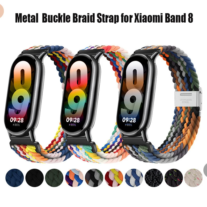 Nylon Braid Strap for Xiaomi Band 8 Metal Buckle Smart Band Replacement Bracelect Belt for Mi band 8 xiaomi band 8 Wrist strap