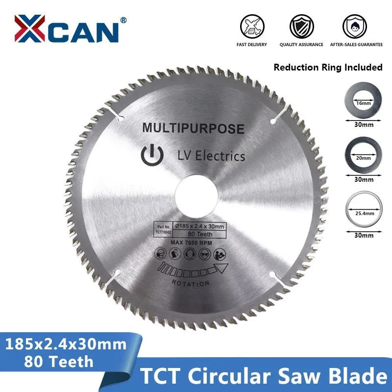 XCAN Wood Saw Blade 1pc 185mm 80Teeth  TCT Circular Blade Wood Cutting Disc Carbide Tipped Saw Blade 