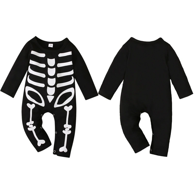 Fashion Baby Halloween Costume One-piece Bodysuit Mommy and Daddy\'s Little Nightmare Print Baby Jumpsuit Clothes Outfits