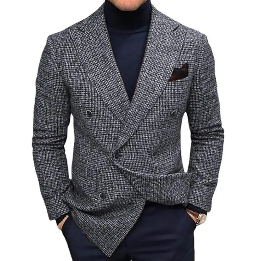 Autumn Men Jacket Suit OneButton Classic Houndstooth Korean Style Blazer Non-ironing Mens Wedding Tuxedos Suits Blazer Masculino