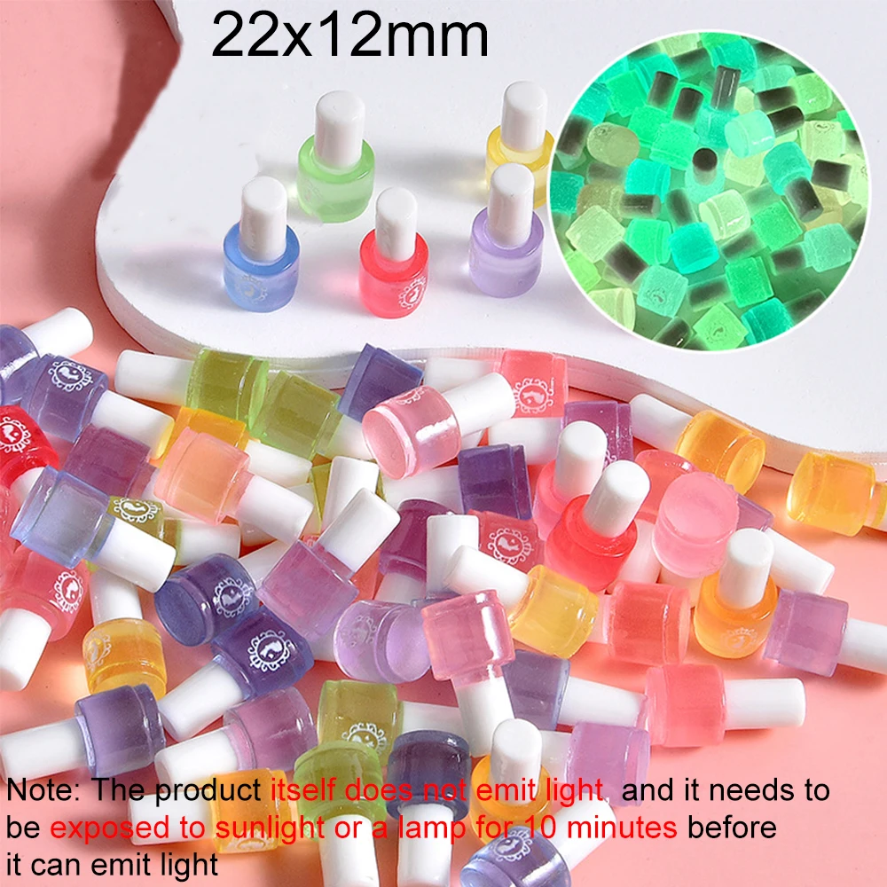 10PCS Noctilucent Nail Varnish Bottle Resin Flatback Cabochons For Hairpin Scrapbooking DIY Jewelry Craft Decoration Accessories