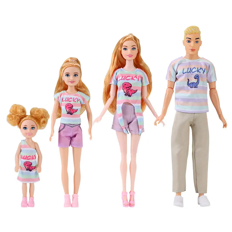 1/6 Scale Family Doll Set - Mom Dad Son Daughter Miniature Figure Toys for House Play Birthday Party Gifts