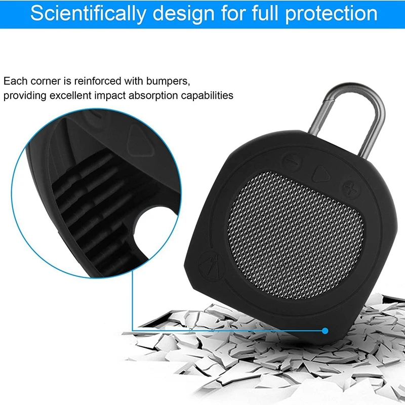 ซิลิโคนป้องกันสุดฮอตแบบตั้งได้เคสพกพาสำหรับคลิปหนีบ JBL 3กันน้ำได้สีดำลำโพงบลูทูธ