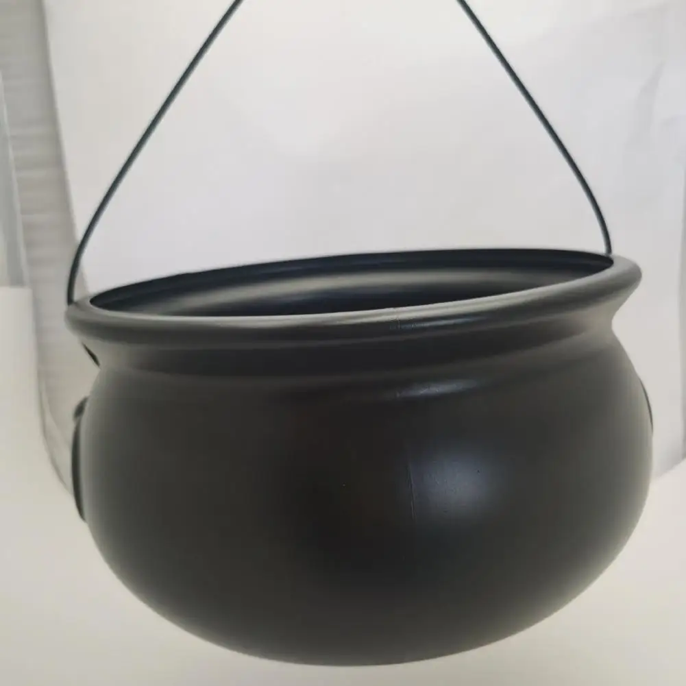 Halloween Cauldron Spooky Halloween Witch Cauldron Black Plastic Kettle Candy Holder for Party Decor Favors Trick-or-treat