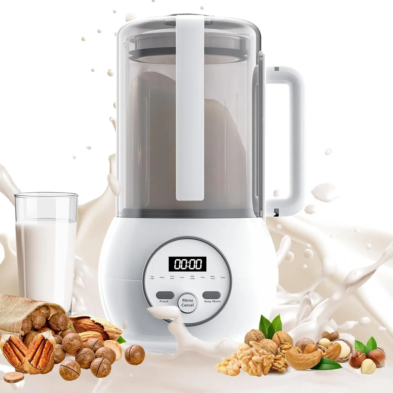 

Nut Milk Maker with Delay Start & Auto Cleaning, 50oz Almond, Soy, Oat Milk, Baby Food & Soup Maker, for Homemade Plant-Based &