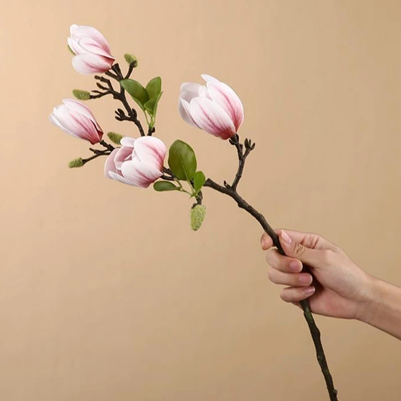 1/4PCS Künstliche Seide Magnolia Blumen Hause Outdoor Garten Vase Fensterbank Hochzeit Braut Festival Outdoor Tisch Dekoration Geschenk – Detail 20
