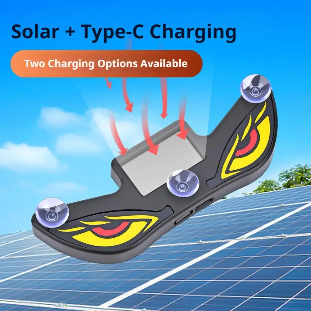 Solar Powered Car Neon Light Wireless Cool Eye LED Ambient Light Suction Cup USB Rechargeable Atmosphere Breathing Lamp