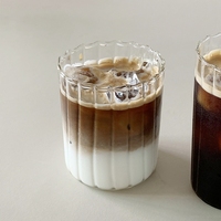 Heat-Resistant Stripe Glass Cup Transparent Coffee Mug Drinking Glasses Juice Milk Tea Cups Cocktail Glasses Beverages Drinkware