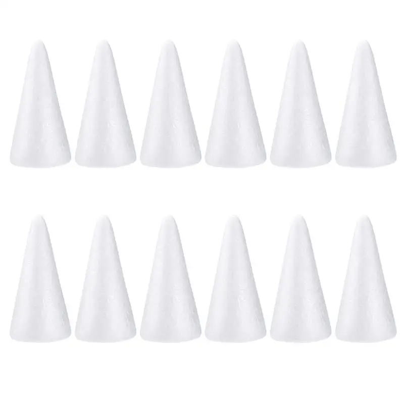 30pcs White Cone Shape Christmas Tree Polystyrene Foam Materials for Kids Crafts DIY Modeling Handmade Toys 150mm