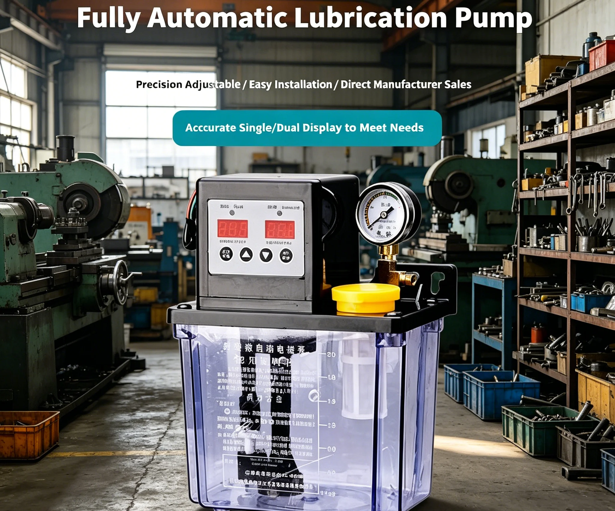 Industrial Auto Lubricator – Transparent Reservoir, High-Precision Filter, 220V 28W, Compatible with N32–N68 Oils