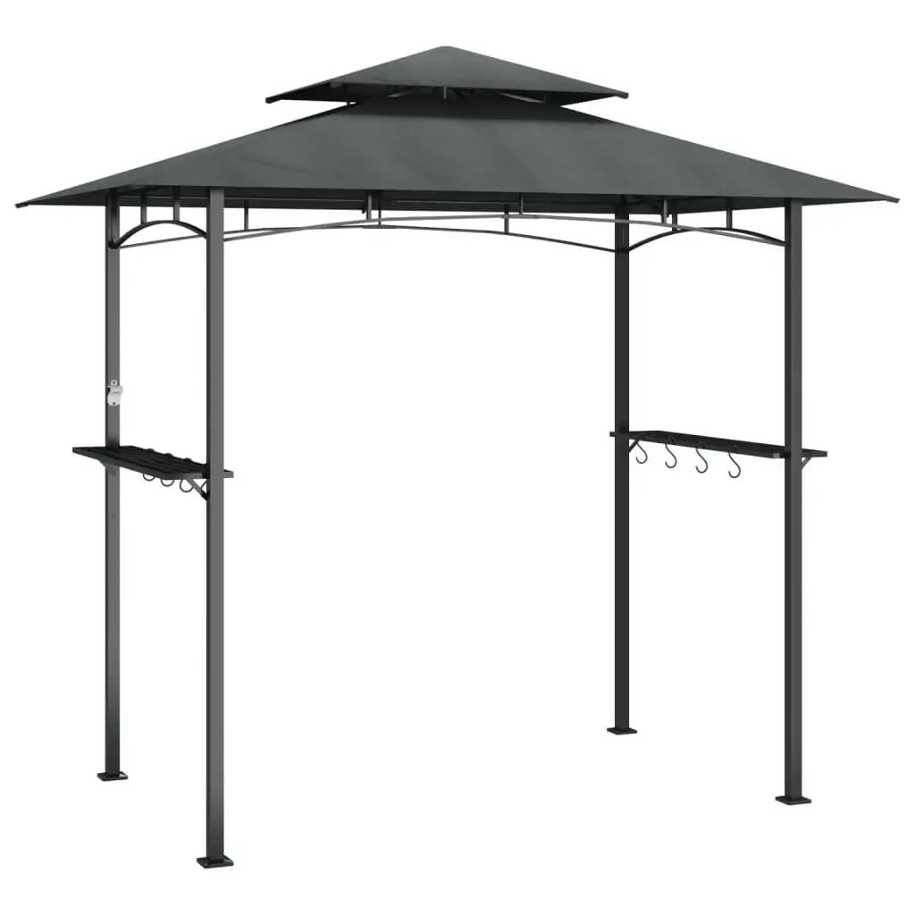 94.5x59.1x95.7 Steel BBQ Gazebo with Side Shelves - Anthracite Outdoor Cooking Station