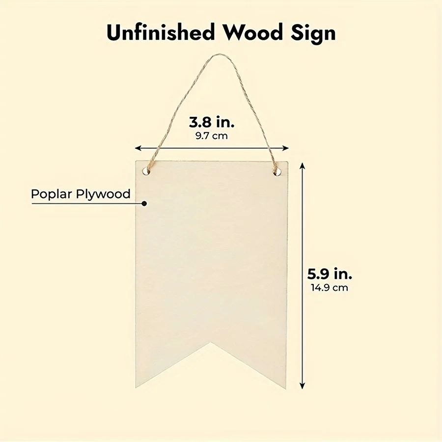 10pcs Flag Wood Pendant Wood Plates for Crafts Unfinished Wood Sign Hanging Wood Plate Wooden Boards for Crafts