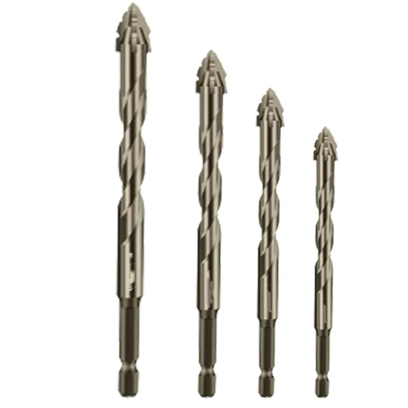 4PCS Four-Flute Sawtooth Eccentric Drill Bit, High Hardness Skewed-Head Eccentric Drill Bits,6Mm+8Mm+10Mm+12Mm