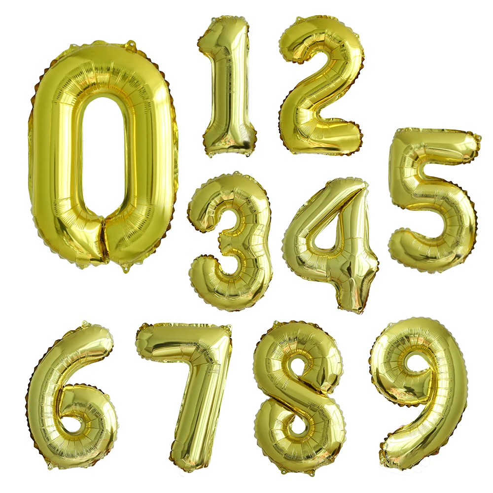 10 adet/grup 16 inç 0-9 altın numarası şekil alüminyum folyo Balon kendini mühür haneli hava Balon doğum günü partisi şekil dijital balonlar